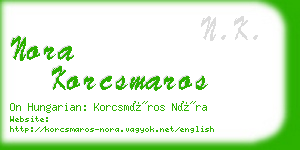 nora korcsmaros business card